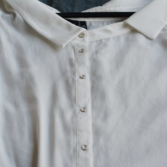 ONLY White Chiffon Cut Out Blouse - Picture 6 of 9